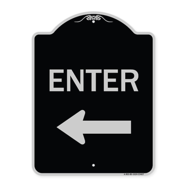 Parking Lot Enter Left Arrow Heavy-Gauge Aluminum Architectural Sign, 24" x 18", BS-1824-23427